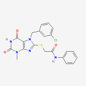 molecular formula C21H18ClN5O3S B5090684 2-{[7-(3-chlorobenzyl)-3-methyl-2,6-dioxo-2,3,6,7-tetrahydro-1H-purin-8-yl]thio}-N-phenylacetamide 