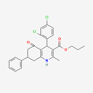 propyl 4-(2,4-dichlorophenyl)-2-methyl-5-oxo-7-phenyl-1,4,5,6,7,8-hexahydro-3-quinolinecarboxylate