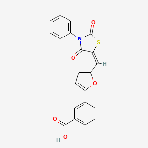 molecular formula C21H13NO5S B5090706 3-{5-[(2,4-dioxo-3-phenyl-1,3-thiazolidin-5-ylidene)methyl]-2-furyl}benzoic acid 