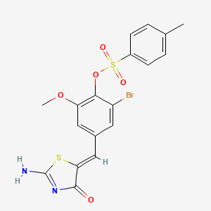 2-bromo-4-[(2-imino-4-oxo-1,3-thiazolidin-5-ylidene)methyl]-6-methoxyphenyl 4-methylbenzenesulfonate