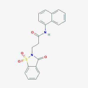molecular formula C20H16N2O4S B509078 N-naphthalen-1-yl-3-(1,1,3-trioxo-1,2-benzothiazol-2-yl)propanamide CAS No. 663168-18-1