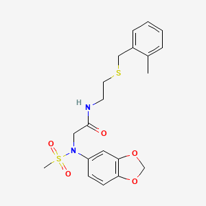 molecular formula C20H24N2O5S2 B5090788 N~2~-1,3-benzodioxol-5-yl-N~1~-{2-[(2-methylbenzyl)thio]ethyl}-N~2~-(methylsulfonyl)glycinamide 