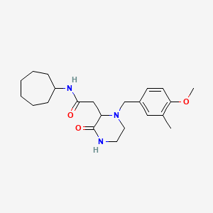 molecular formula C22H33N3O3 B5090820 N-cycloheptyl-2-[1-(4-methoxy-3-methylbenzyl)-3-oxo-2-piperazinyl]acetamide 