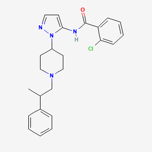 molecular formula C24H27ClN4O B5090822 2-chloro-N-{1-[1-(2-phenylpropyl)-4-piperidinyl]-1H-pyrazol-5-yl}benzamide 