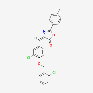 molecular formula C24H17Cl2NO3 B5090827 4-{3-chloro-4-[(2-chlorobenzyl)oxy]benzylidene}-2-(4-methylphenyl)-1,3-oxazol-5(4H)-one 