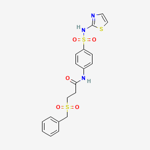 molecular formula C19H19N3O5S3 B5090838 3-(benzylsulfonyl)-N-{4-[(1,3-thiazol-2-ylamino)sulfonyl]phenyl}propanamide 