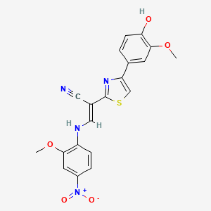 molecular formula C20H16N4O5S B5090877 2-[4-(4-hydroxy-3-methoxyphenyl)-1,3-thiazol-2-yl]-3-[(2-methoxy-4-nitrophenyl)amino]acrylonitrile 
