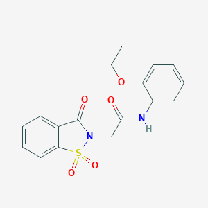 molecular formula C17H16N2O5S B509088 2-(1,1-dioxido-3-oxo-1,2-benzisothiazol-2(3H)-yl)-N-(2-ethoxyphenyl)acetamide CAS No. 663169-00-4