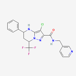 molecular formula C20H17ClF3N5O B5090882 3-chloro-5-phenyl-N-(3-pyridinylmethyl)-7-(trifluoromethyl)-4,5,6,7-tetrahydropyrazolo[1,5-a]pyrimidine-2-carboxamide 