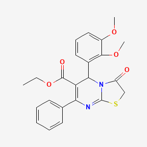 molecular formula C23H22N2O5S B5090889 ethyl 5-(2,3-dimethoxyphenyl)-3-oxo-7-phenyl-2,3-dihydro-5H-[1,3]thiazolo[3,2-a]pyrimidine-6-carboxylate 