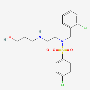 molecular formula C18H20Cl2N2O4S B5090917 N~2~-(2-chlorobenzyl)-N~2~-[(4-chlorophenyl)sulfonyl]-N~1~-(3-hydroxypropyl)glycinamide 