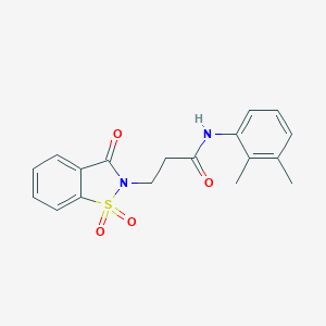 molecular formula C18H18N2O4S B509101 N-(2,3-dimethylphenyl)-3-(1,1-dioxido-3-oxo-1,2-benzisothiazol-2(3H)-yl)propanamide CAS No. 663168-46-5