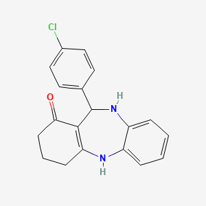 molecular formula C19H17ClN2O B5091035 11-(4-chlorophenyl)-2,3,4,5,10,11-hexahydro-1H-dibenzo[b,e][1,4]diazepin-1-one 