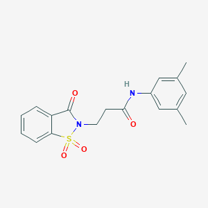 molecular formula C18H18N2O4S B509104 N-(3,5-dimethylphenyl)-3-(1,1-dioxido-3-oxo-1,2-benzisothiazol-2(3H)-yl)propanamide CAS No. 663168-49-8