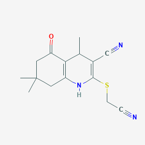 2-[(cyanomethyl)thio]-4,7,7-trimethyl-5-oxo-1,4,5,6,7,8-hexahydro-3-quinolinecarbonitrile