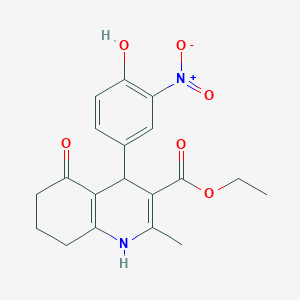 molecular formula C19H20N2O6 B5091255 ethyl 4-(4-hydroxy-3-nitrophenyl)-2-methyl-5-oxo-1,4,5,6,7,8-hexahydro-3-quinolinecarboxylate 
