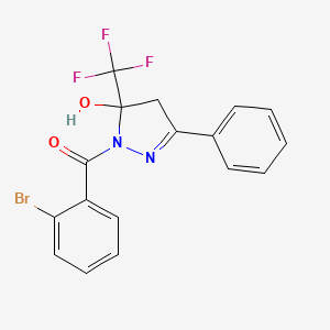 molecular formula C17H12BrF3N2O2 B5091312 1-(2-bromobenzoyl)-3-phenyl-5-(trifluoromethyl)-4,5-dihydro-1H-pyrazol-5-ol 