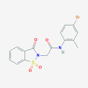 molecular formula C16H13BrN2O4S B509132 N-(4-bromo-2-methylphenyl)-2-(1,1-dioxido-3-oxo-1,2-benzisothiazol-2(3H)-yl)acetamide CAS No. 663169-07-1