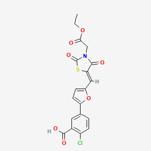 2-chloro-5-(5-{[3-(2-ethoxy-2-oxoethyl)-2,4-dioxo-1,3-thiazolidin-5-ylidene]methyl}-2-furyl)benzoic acid