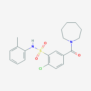 molecular formula C20H23ClN2O3S B5091384 5-(1-azepanylcarbonyl)-2-chloro-N-(2-methylphenyl)benzenesulfonamide 