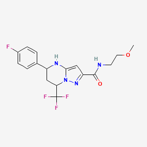 molecular formula C17H18F4N4O2 B5091395 5-(4-fluorophenyl)-N-(2-methoxyethyl)-7-(trifluoromethyl)-4,5,6,7-tetrahydropyrazolo[1,5-a]pyrimidine-2-carboxamide 