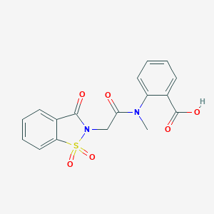 molecular formula C17H14N2O6S B509142 2-[[(1,1-dioxido-3-oxo-1,2-benzisothiazol-2(3H)-yl)acetyl](methyl)amino]benzoic acid CAS No. 663168-99-8