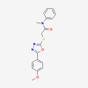 molecular formula C18H17N3O3S B5091476 2-{[5-(4-methoxyphenyl)-1,3,4-oxadiazol-2-yl]thio}-N-methyl-N-phenylacetamide 