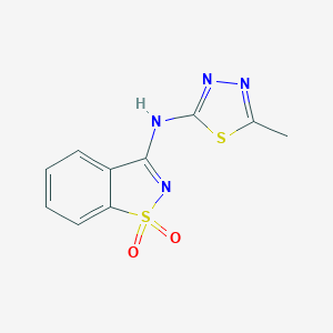 molecular formula C10H8N4O2S2 B509150 N-(5-methyl-1,3,4-thiadiazol-2-yl)-1,2-benzothiazol-3-amine 1,1-dioxide CAS No. 801227-88-3