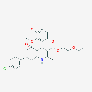 molecular formula C29H32ClNO6 B5091528 2-ethoxyethyl 7-(4-chlorophenyl)-4-(2,3-dimethoxyphenyl)-2-methyl-5-oxo-1,4,5,6,7,8-hexahydro-3-quinolinecarboxylate 