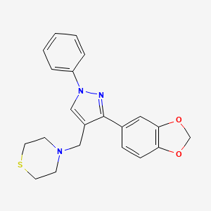 molecular formula C21H21N3O2S B5091531 4-{[3-(1,3-benzodioxol-5-yl)-1-phenyl-1H-pyrazol-4-yl]methyl}thiomorpholine 
