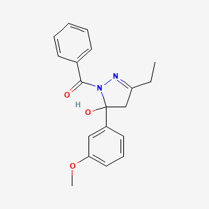 molecular formula C19H20N2O3 B5091546 1-benzoyl-3-ethyl-5-(3-methoxyphenyl)-4,5-dihydro-1H-pyrazol-5-ol 