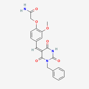 molecular formula C21H19N3O6 B5091556 2-{4-[(1-benzyl-2,4,6-trioxotetrahydro-5(2H)-pyrimidinylidene)methyl]-2-methoxyphenoxy}acetamide 