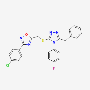 molecular formula C24H17ClFN5OS B5091571 5-({[5-benzyl-4-(4-fluorophenyl)-4H-1,2,4-triazol-3-yl]thio}methyl)-3-(4-chlorophenyl)-1,2,4-oxadiazole 