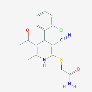 molecular formula C17H16ClN3O2S B5091580 2-{[5-acetyl-4-(2-chlorophenyl)-3-cyano-6-methyl-1,4-dihydro-2-pyridinyl]thio}acetamide 