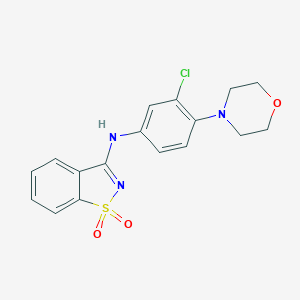 molecular formula C17H16ClN3O3S B509159 N-[3-chloro-4-(4-morpholinyl)phenyl]-1,1-dioxo-1,2-benzothiazol-3-amine CAS No. 801245-23-8