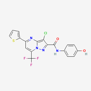 molecular formula C18H10ClF3N4O2S B5091590 3-chloro-N-(4-hydroxyphenyl)-5-(2-thienyl)-7-(trifluoromethyl)pyrazolo[1,5-a]pyrimidine-2-carboxamide 