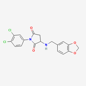 molecular formula C18H14Cl2N2O4 B5091624 3-[(1,3-benzodioxol-5-ylmethyl)amino]-1-(3,4-dichlorophenyl)-2,5-pyrrolidinedione 
