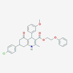 molecular formula C32H30ClNO5 B5091644 2-phenoxyethyl 7-(4-chlorophenyl)-4-(3-methoxyphenyl)-2-methyl-5-oxo-1,4,5,6,7,8-hexahydro-3-quinolinecarboxylate 