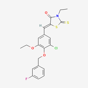 molecular formula C21H19ClFNO3S2 B5091645 5-{3-chloro-5-ethoxy-4-[(3-fluorobenzyl)oxy]benzylidene}-3-ethyl-2-thioxo-1,3-thiazolidin-4-one 