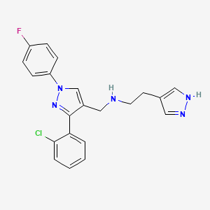 molecular formula C21H19ClFN5 B5091677 N-{[3-(2-chlorophenyl)-1-(4-fluorophenyl)-1H-pyrazol-4-yl]methyl}-2-(1H-pyrazol-4-yl)ethanamine 