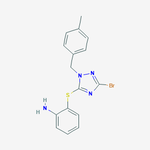 molecular formula C16H15BrN4S B509168 2-{[3-bromo-1-(4-methylbenzyl)-1H-1,2,4-triazol-5-yl]sulfanyl}aniline CAS No. 919970-77-7