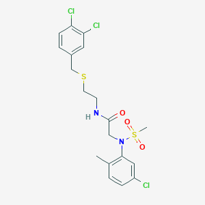 molecular formula C19H21Cl3N2O3S2 B5091715 N~2~-(5-chloro-2-methylphenyl)-N~1~-{2-[(3,4-dichlorobenzyl)thio]ethyl}-N~2~-(methylsulfonyl)glycinamide 