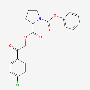 molecular formula C20H18ClNO5 B5091728 2-[2-(4-chlorophenyl)-2-oxoethyl] 1-phenyl 1,2-pyrrolidinedicarboxylate 
