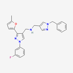 molecular formula C26H24FN5O B5091736 1-(1-benzyl-1H-pyrazol-4-yl)-N-{[1-(3-fluorophenyl)-3-(5-methyl-2-furyl)-1H-pyrazol-4-yl]methyl}methanamine 