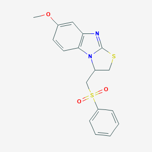molecular formula C17H16N2O3S2 B509175 7-Methoxy-3-[(phenylsulfonyl)methyl]-2,3-dihydro[1,3]thiazolo[3,2-a]benzimidazole CAS No. 919970-17-5