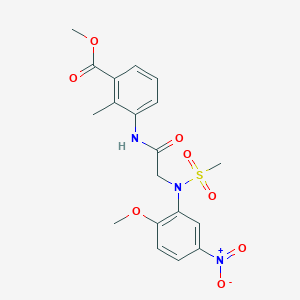 molecular formula C19H21N3O8S B5091757 methyl 3-{[N-(2-methoxy-5-nitrophenyl)-N-(methylsulfonyl)glycyl]amino}-2-methylbenzoate 