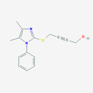 molecular formula C15H16N2OS B509176 4-[(4,5-dimethyl-1-phenyl-1H-imidazol-2-yl)sulfanyl]-2-butyn-1-ol CAS No. 919970-25-5