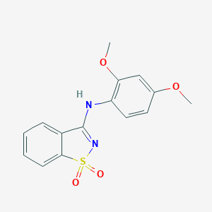 molecular formula C15H14N2O4S B509181 N-(2,4-dimethoxyphenyl)-1,2-benzothiazol-3-amine 1,1-dioxide CAS No. 634165-21-2