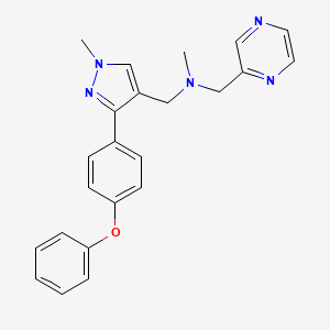 molecular formula C23H23N5O B5091820 N-methyl-1-[1-methyl-3-(4-phenoxyphenyl)-1H-pyrazol-4-yl]-N-(2-pyrazinylmethyl)methanamine 