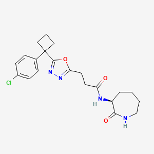 molecular formula C21H25ClN4O3 B5091837 3-{5-[1-(4-chlorophenyl)cyclobutyl]-1,3,4-oxadiazol-2-yl}-N-[(3S)-2-oxo-3-azepanyl]propanamide 